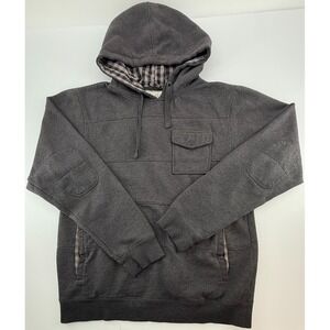 Dravus Hoodie Mens Large Gray Pullover Hooded Utility Pocket Elbow Patch Heavy